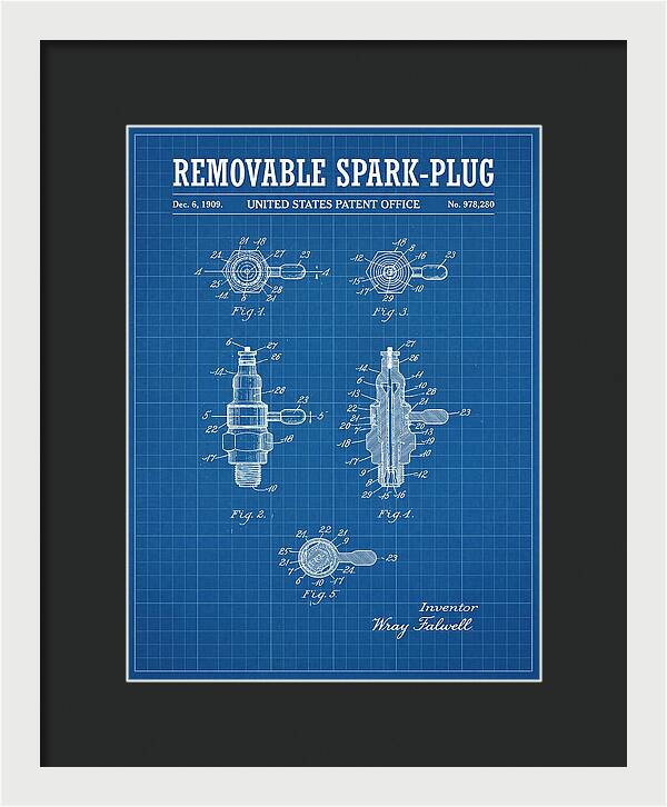 Removable Spark Plug Blueprint Patent Us978280a