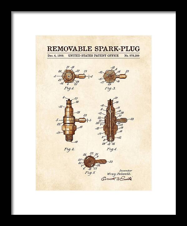 Removable Spark Plug Watercolor Patent Us978280a