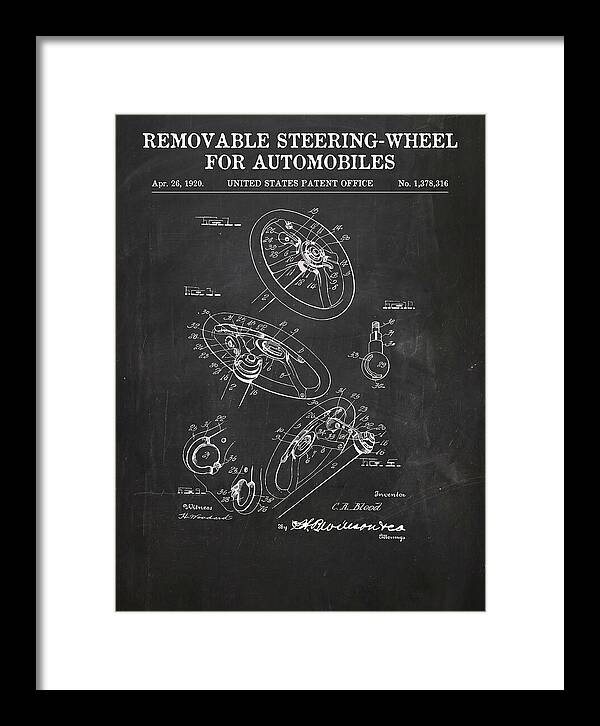 Removable Steering Wheel For Automobiles Chalkboard Patent Us1378316a