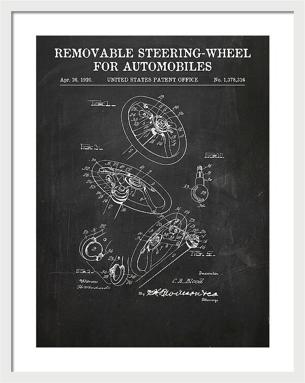 Removable Steering Wheel For Automobiles Chalkboard Patent Us1378316a