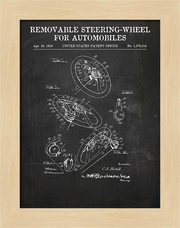 Removable Steering Wheel For Automobiles Chalkboard Patent Us1378316a