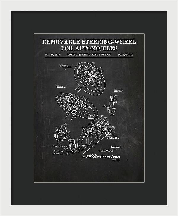 Removable Steering Wheel For Automobiles Chalkboard Patent Us1378316a