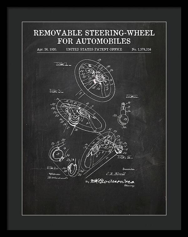 Removable Steering Wheel For Automobiles Chalkboard Patent Us1378316a
