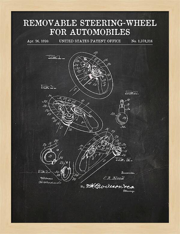 Removable Steering Wheel For Automobiles Chalkboard Patent Us1378316a