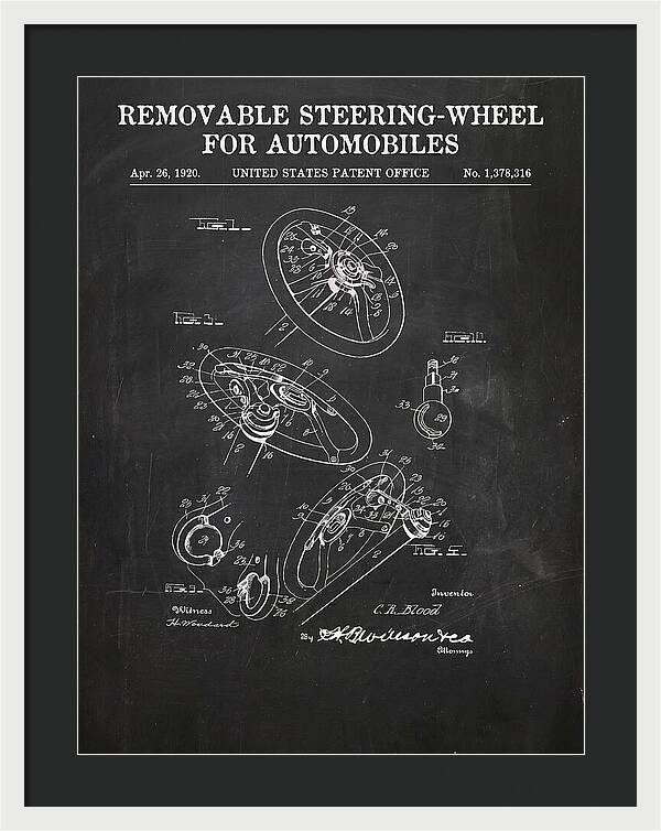 Removable Steering Wheel For Automobiles Chalkboard Patent Us1378316a