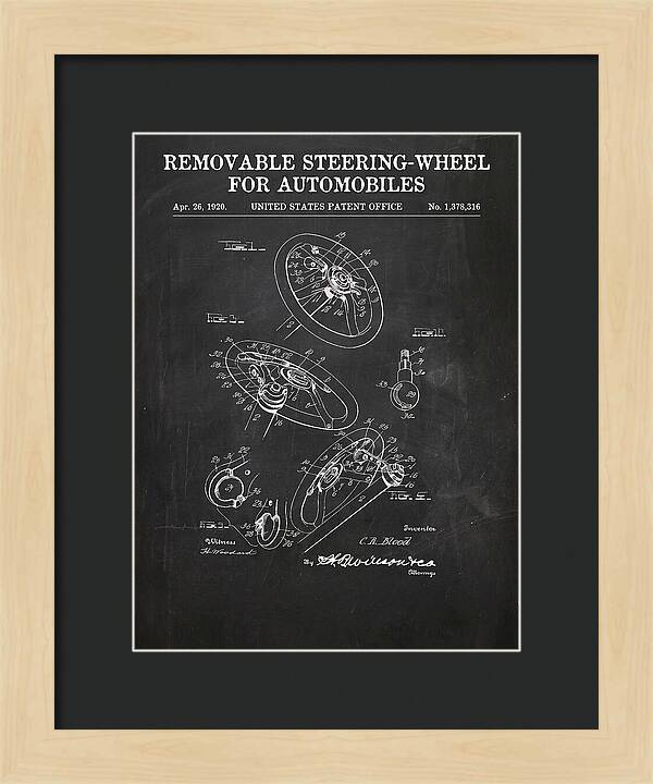 Removable Steering Wheel For Automobiles Chalkboard Patent Us1378316a