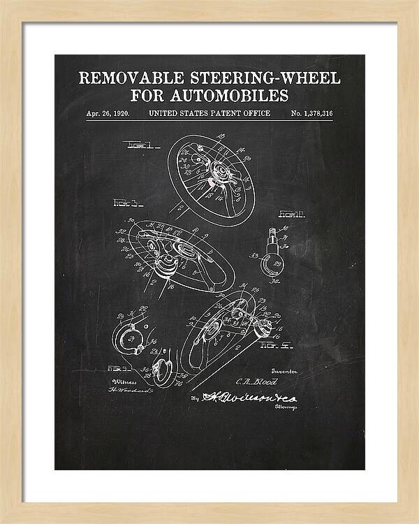 Removable Steering Wheel For Automobiles Chalkboard Patent Us1378316a