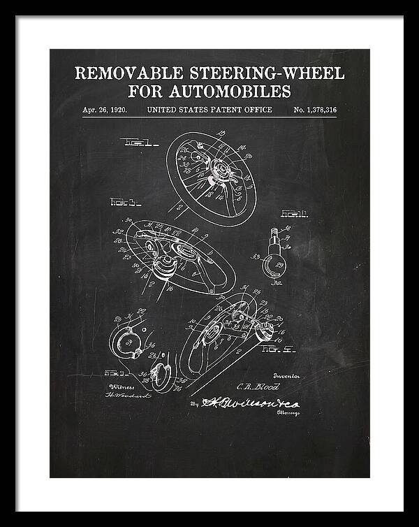 Removable Steering Wheel For Automobiles Chalkboard Patent Us1378316a