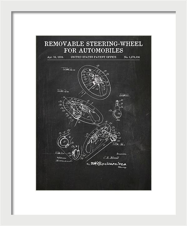 Removable Steering Wheel For Automobiles Chalkboard Patent Us1378316a