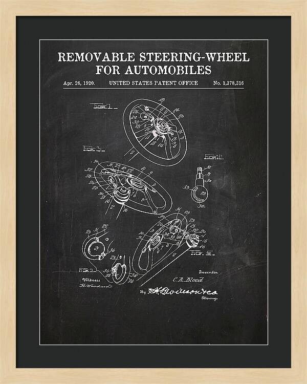 Removable Steering Wheel For Automobiles Chalkboard Patent Us1378316a