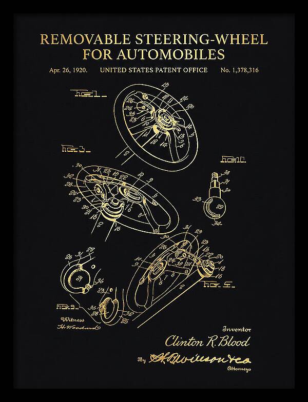 Removable Steering Wheel For Automobiles Gold Patent Us1378316a