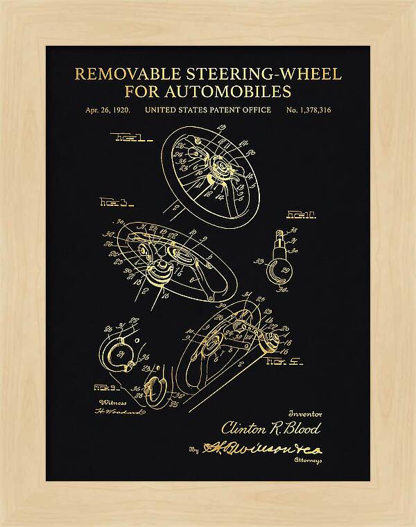Removable Steering Wheel For Automobiles Gold Patent Us1378316a