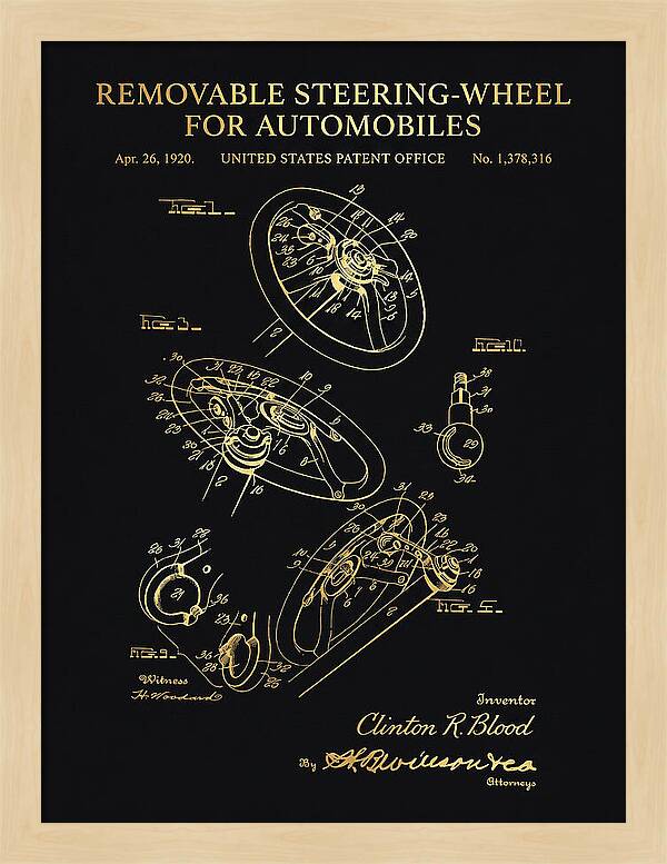 Removable Steering Wheel For Automobiles Gold Patent Us1378316a