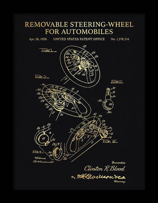 Removable Steering Wheel For Automobiles Gold Patent Us1378316a