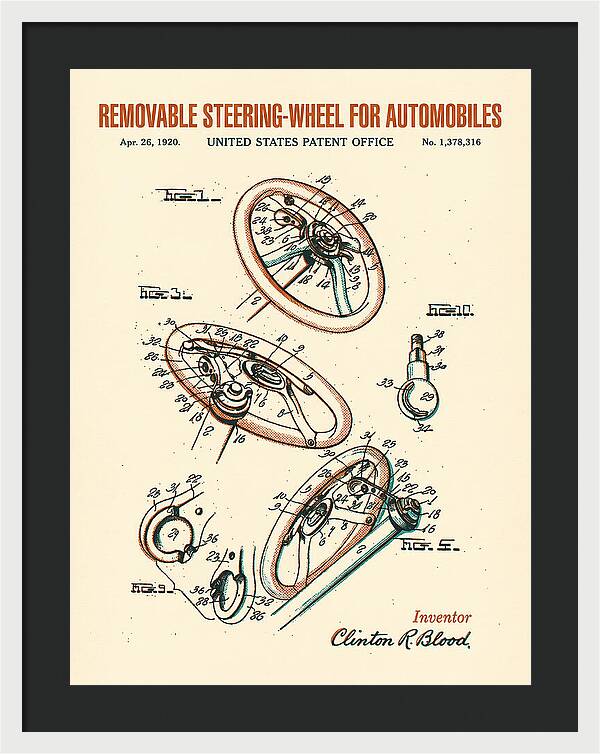 Removable Steering Wheel For Automobiles Retro Patent Us1378316a