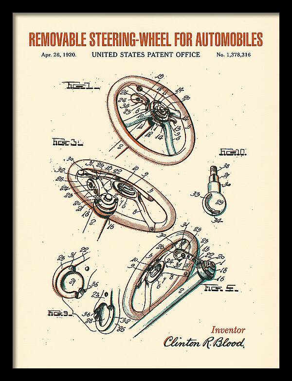 Removable Steering Wheel For Automobiles Retro Patent Us1378316a