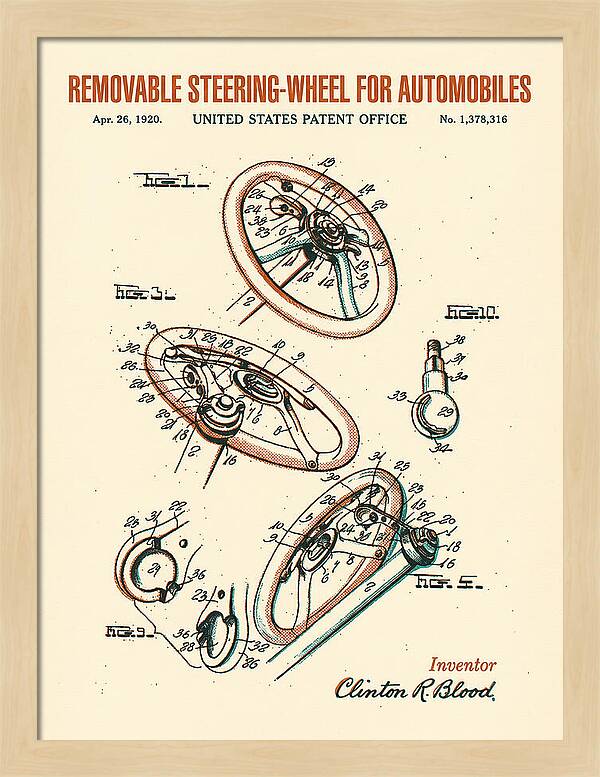 Removable Steering Wheel For Automobiles Retro Patent Us1378316a