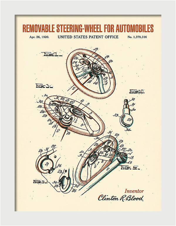 Removable Steering Wheel For Automobiles Retro Patent Us1378316a