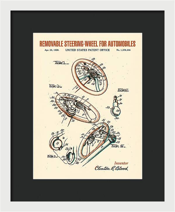 Removable Steering Wheel For Automobiles Retro Patent Us1378316a