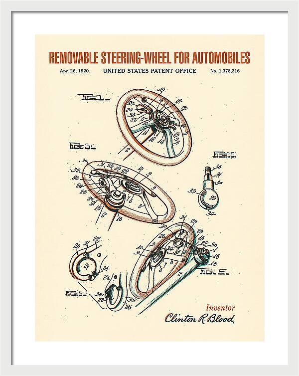 Removable Steering Wheel For Automobiles Retro Patent Us1378316a