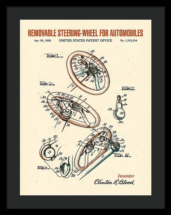 Removable Steering Wheel For Automobiles Retro Patent Us1378316a