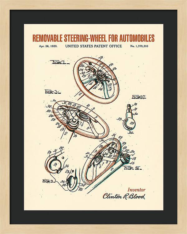 Removable Steering Wheel For Automobiles Retro Patent Us1378316a