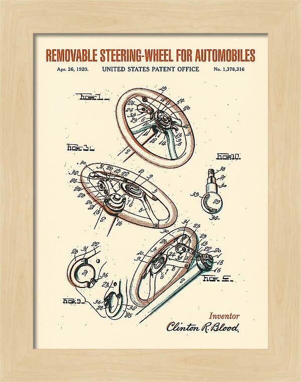 Removable Steering Wheel For Automobiles Retro Patent Us1378316a
