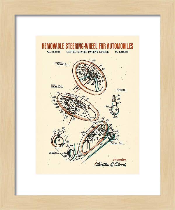 Removable Steering Wheel For Automobiles Retro Patent Us1378316a
