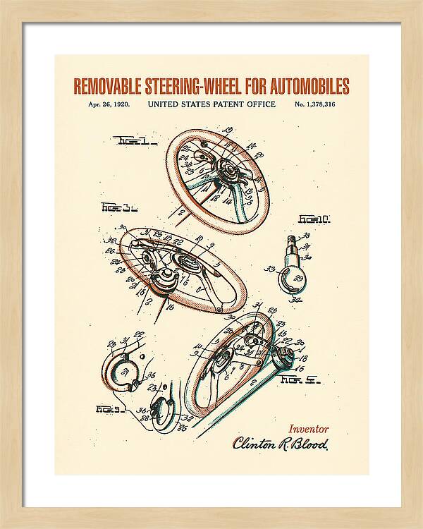 Removable Steering Wheel For Automobiles Retro Patent Us1378316a
