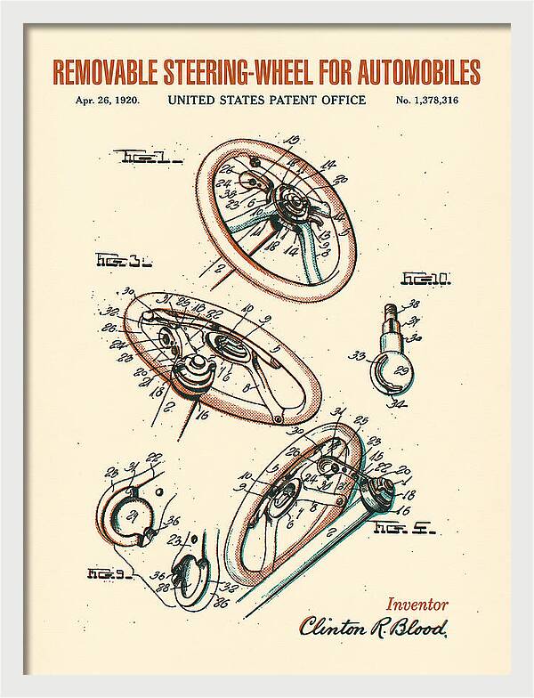 Removable Steering Wheel For Automobiles Retro Patent Us1378316a