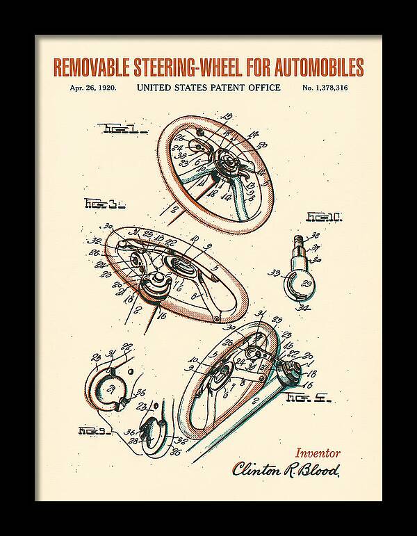 Removable Steering Wheel For Automobiles Retro Patent Us1378316a