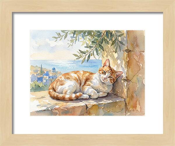 Resting Ginger Cat By The Sea