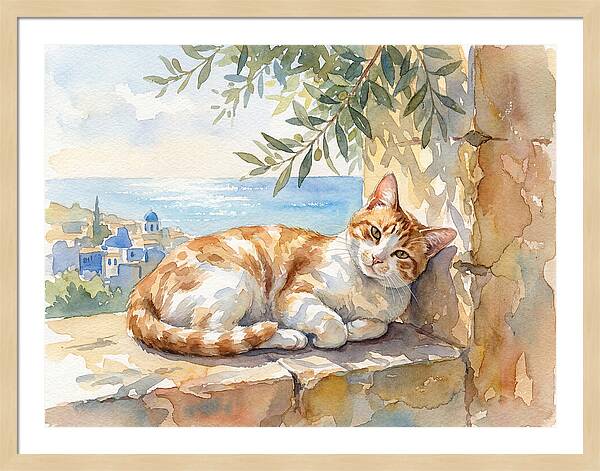 Resting Ginger Cat By The Sea