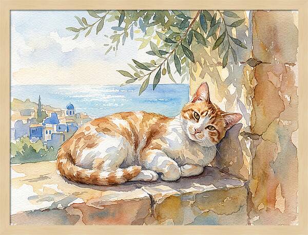 Resting Ginger Cat By The Sea