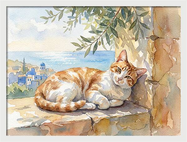 Resting Ginger Cat By The Sea
