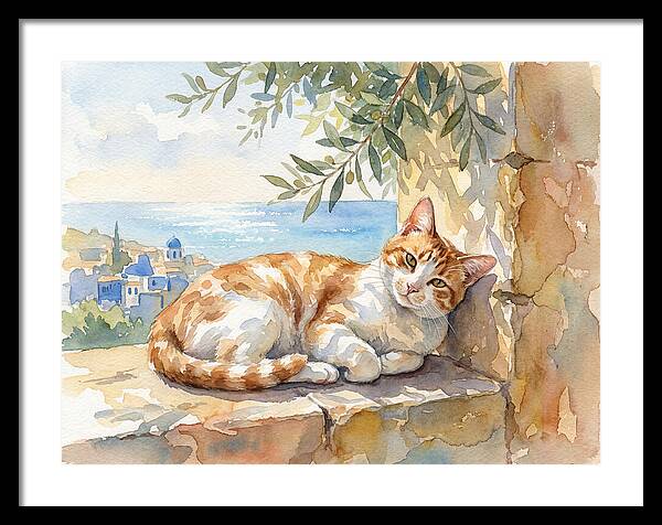 Resting Ginger Cat By The Sea