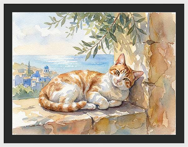 Resting Ginger Cat By The Sea