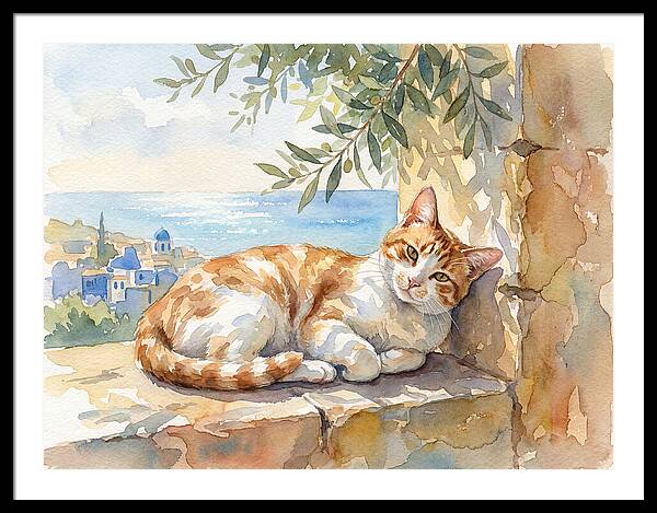 Resting Ginger Cat By The Sea