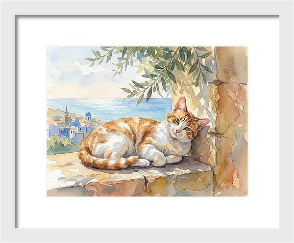 Resting Ginger Cat By The Sea