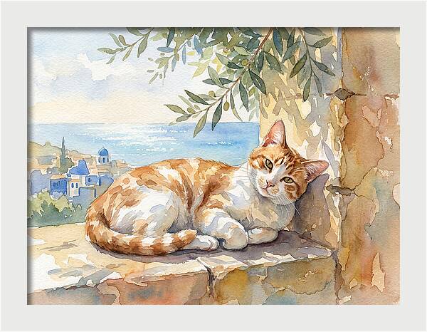 Resting Ginger Cat By The Sea