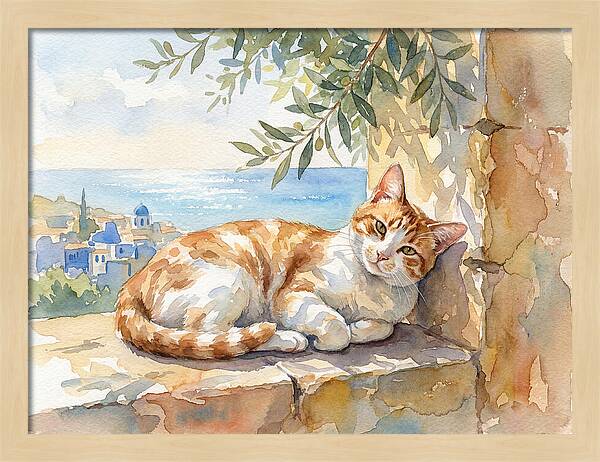 Resting Ginger Cat By The Sea