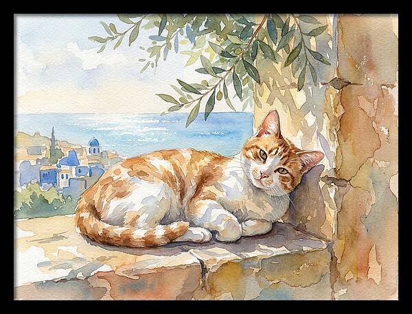 Resting Ginger Cat By The Sea
