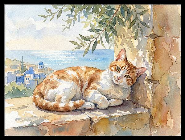Resting Ginger Cat By The Sea