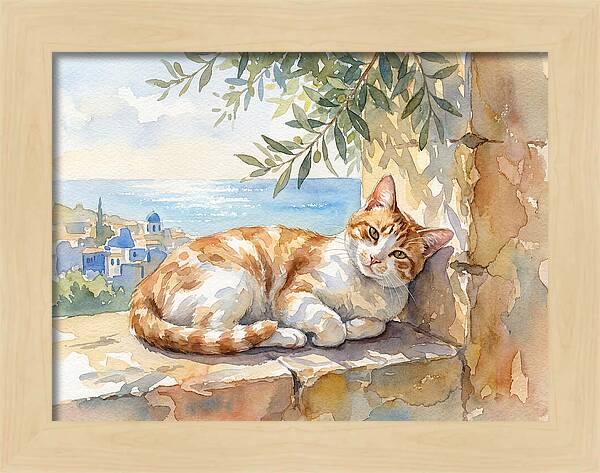 Resting Ginger Cat By The Sea