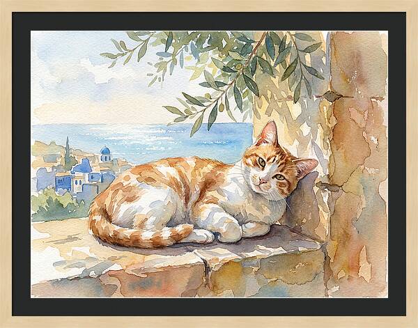 Resting Ginger Cat By The Sea