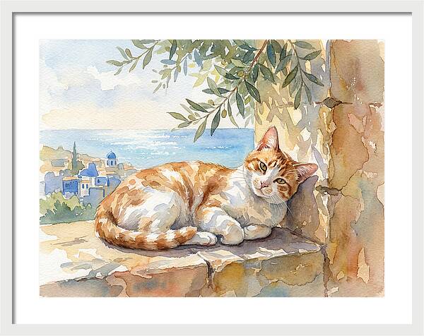 Resting Ginger Cat By The Sea