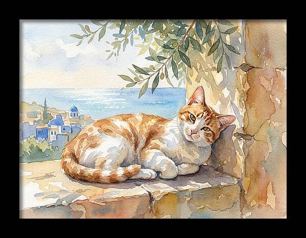 Resting Ginger Cat By The Sea