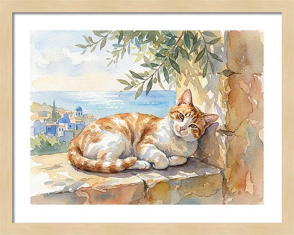 Resting Ginger Cat By The Sea