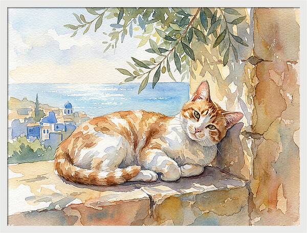 Resting Ginger Cat By The Sea