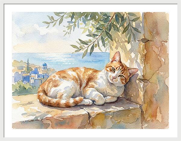 Resting Ginger Cat By The Sea